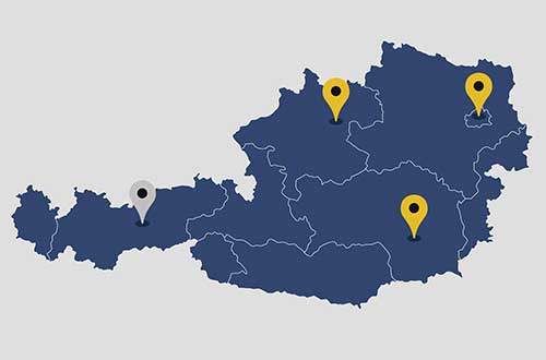 Standorte MyPlace SelfStorage Österreich auf einer Karte